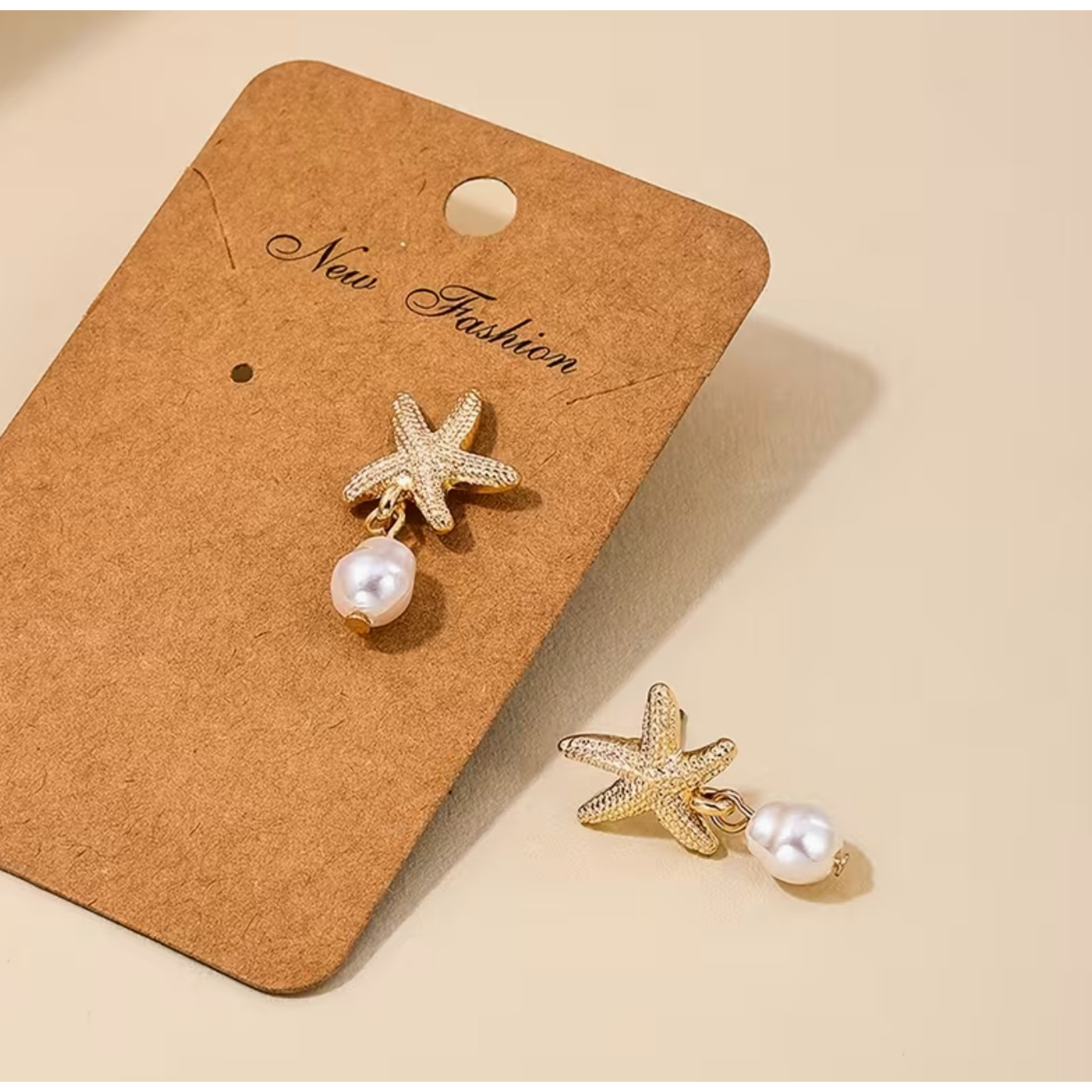 HERMOSOS PENDIENTE DE ESTRELLA DE MAR Y PERLAS 18K✨🌊 3