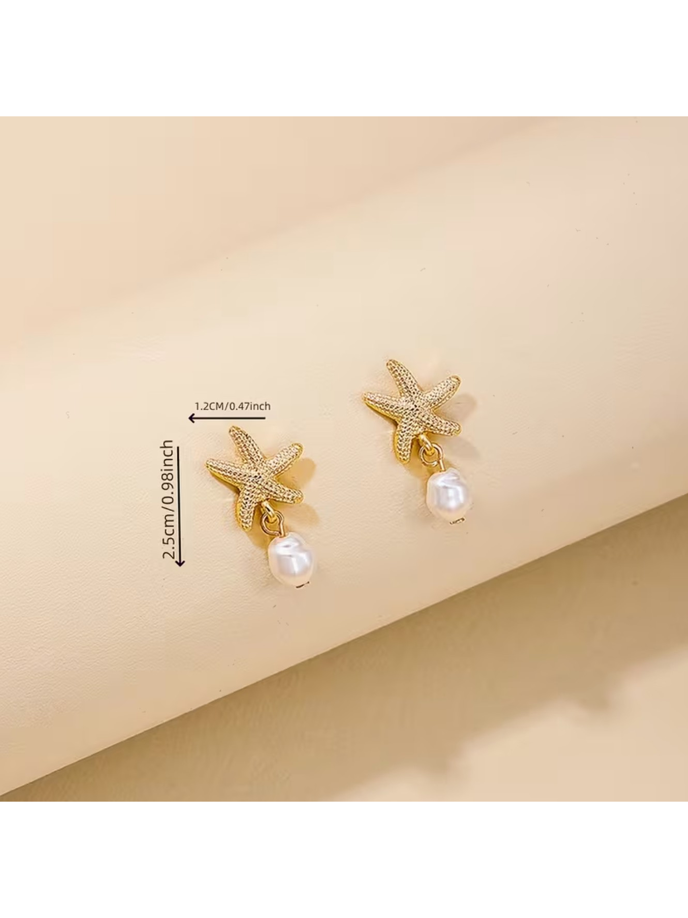 HERMOSOS PENDIENTE DE ESTRELLA DE MAR Y PERLAS 18K✨🌊 4