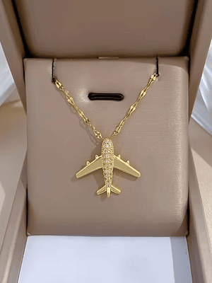 HERMOSO COLLAR COLLGANTE DE AVION 18K🌍