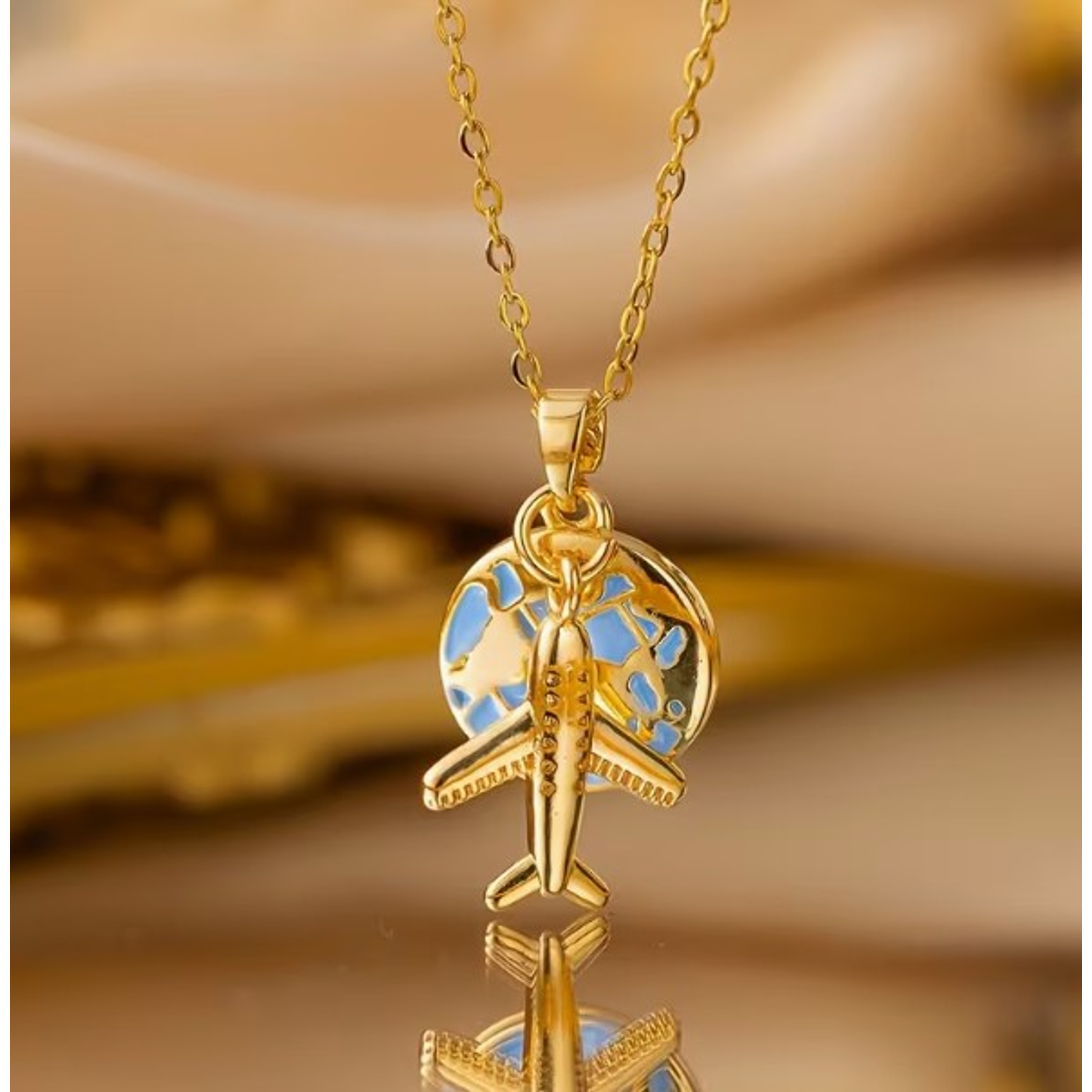 COLLAR  ENCANTO DE VIAJE MUNDO Y AVION  0R0 18K ✨ 1