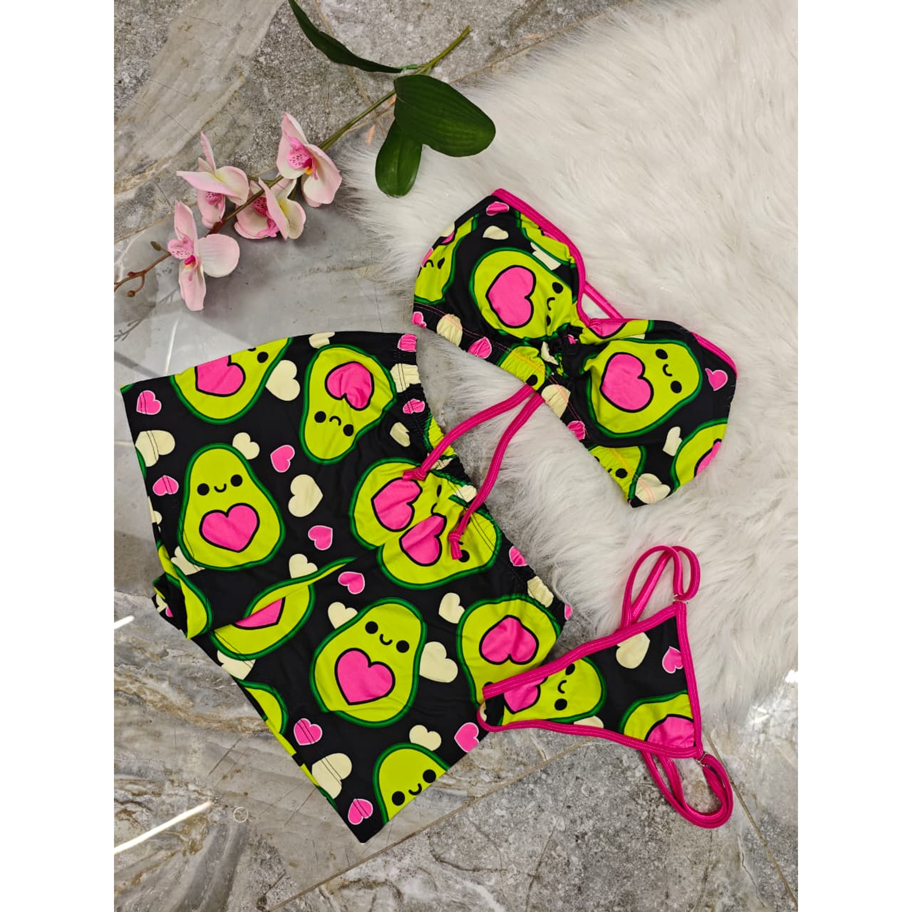 PIJAMA TRÍO STRAPLESS AGUACATE 💚🥑 2
