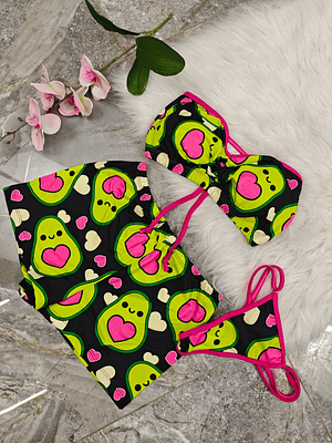 PIJAMA TRÍO STRAPLESS AGUACATE 💚🥑