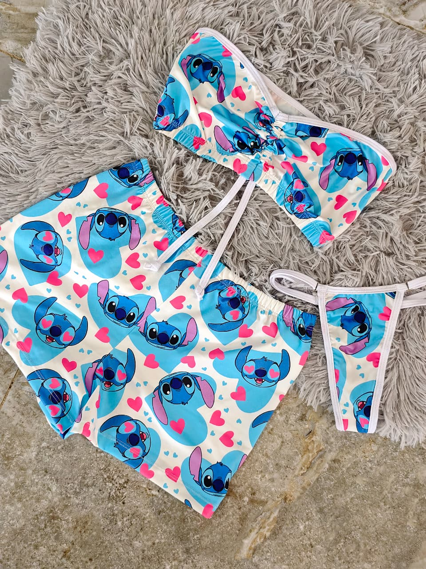 PIJAMA TRÍO STRAPLESS STITCH 💙 2