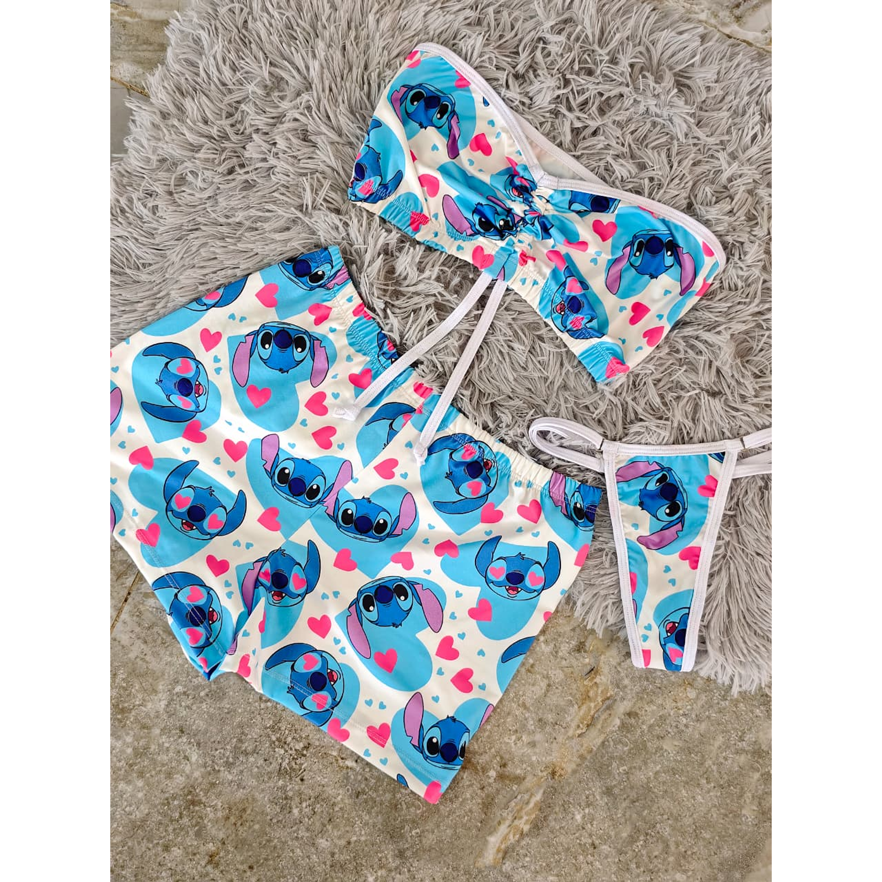 PIJAMA TRÍO STRAPLESS STITCH 💙 2