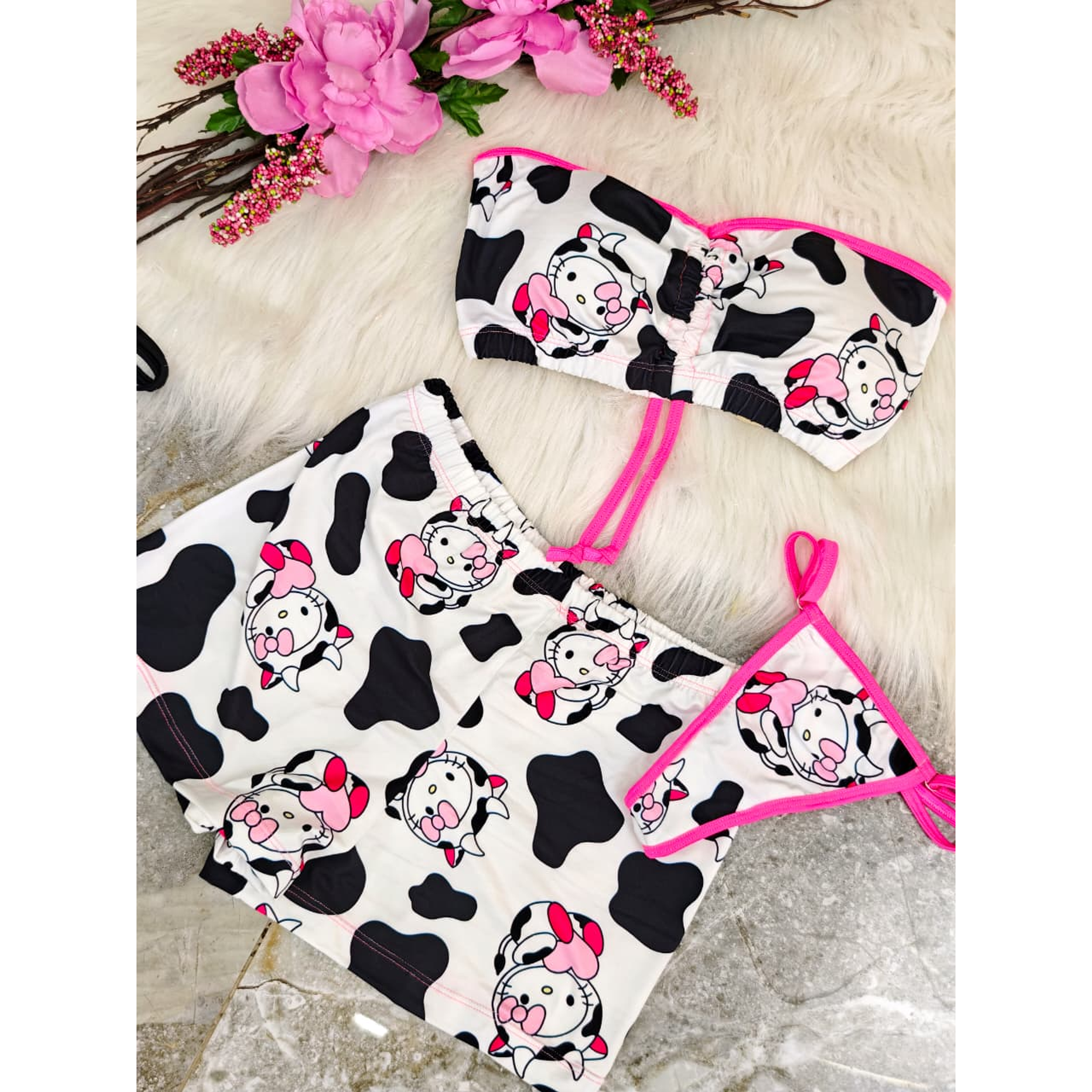 PIJAMA TRÍO STRAPLESS VAQUITA SEXY😍 2