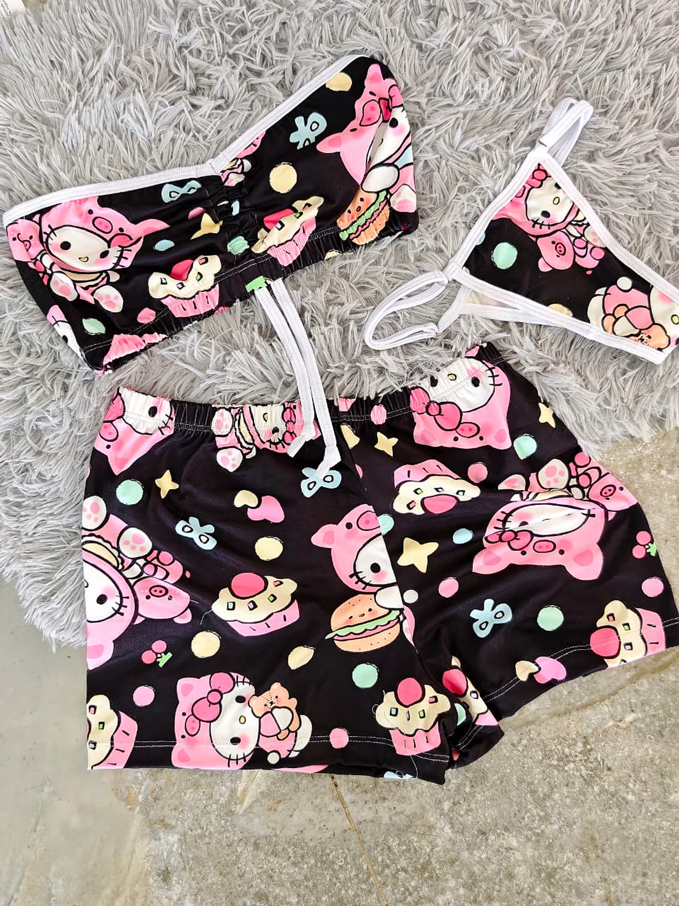 PIJAMA TRÍO STRAPLESS DULCE KITTY 🩷 2
