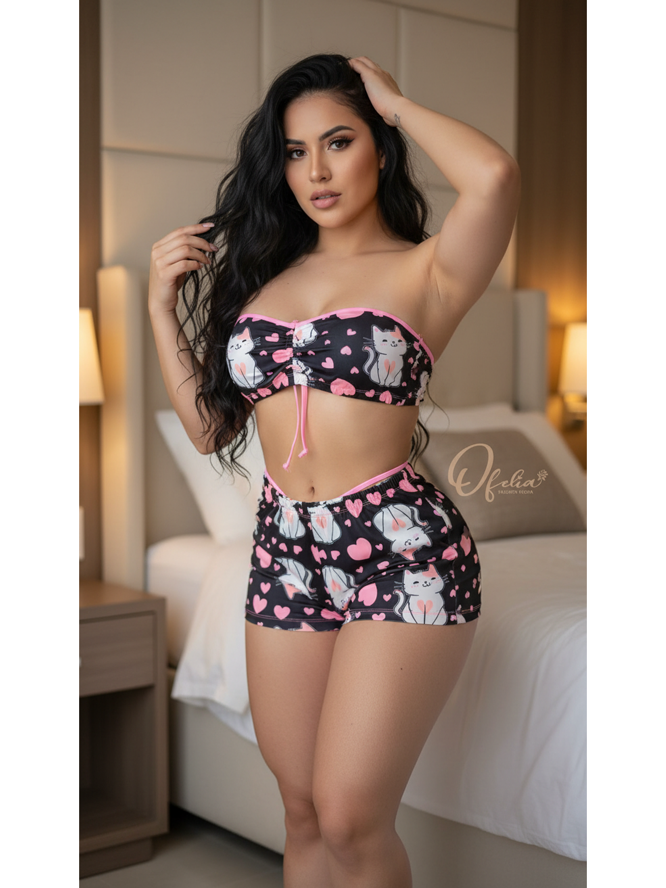 PIJAMA TRÍO STRAPLESS GATICA🐱💕 4