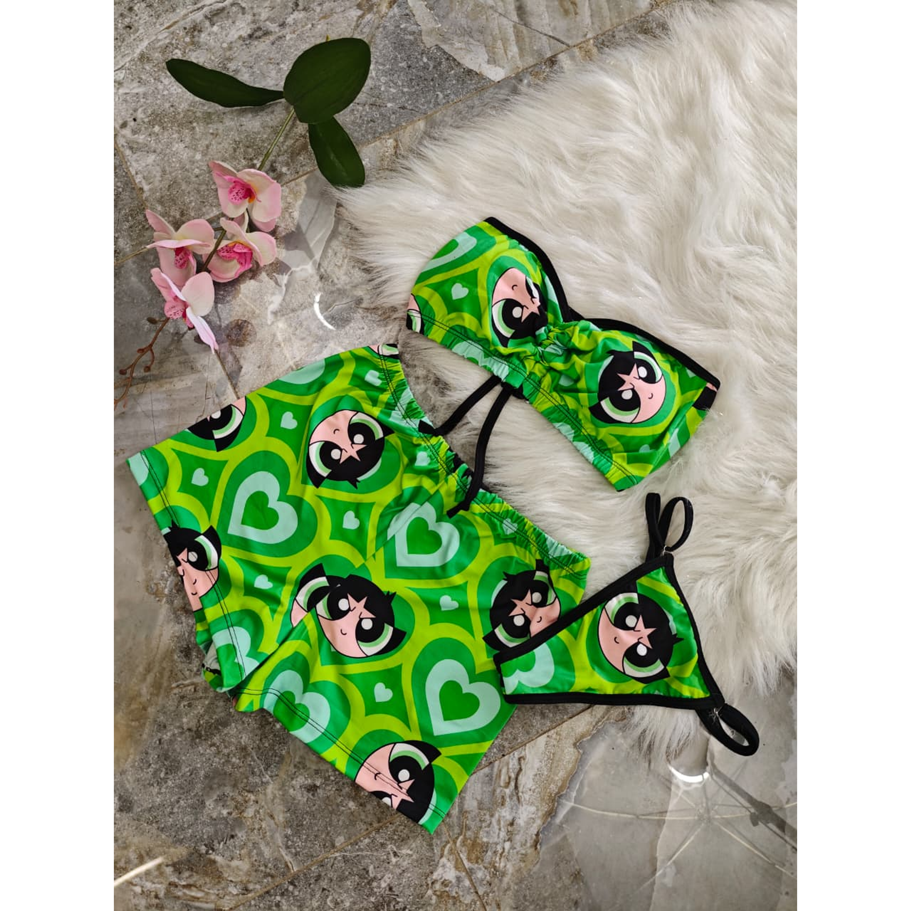 PIJAMA TRÍO STRAPLESS BELLOTA💚 2