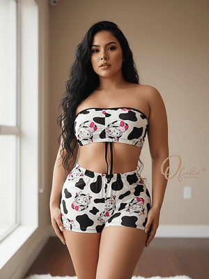 🐮🤍 PIJAMA VAQUITA – DULCE Y COQUETA 🤍🐮