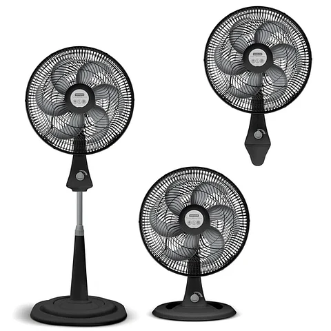 Ventilador Samurai Turbo Silence Maxx 3 en 1, 3 Velocidades, Negro