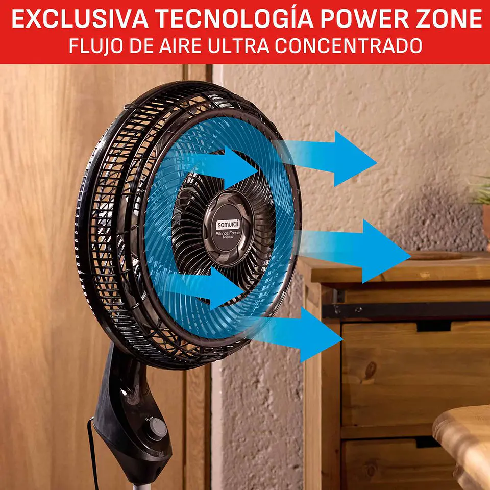 Ventilador 2 En 1 SAMURAI Silence For Maxx VE77C0I0 Negro 2