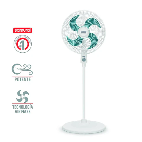 Ventilador Samurai Air Maxx Blanco Con Azul 3 Velocidades 4 Aspas