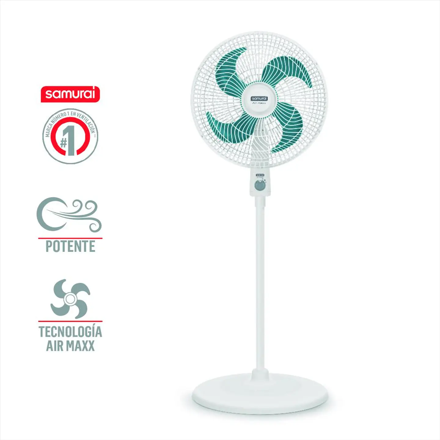 Ventilador Samurai Air Maxx Blanco Con Azul 3 Velocidades 4 Aspas 1