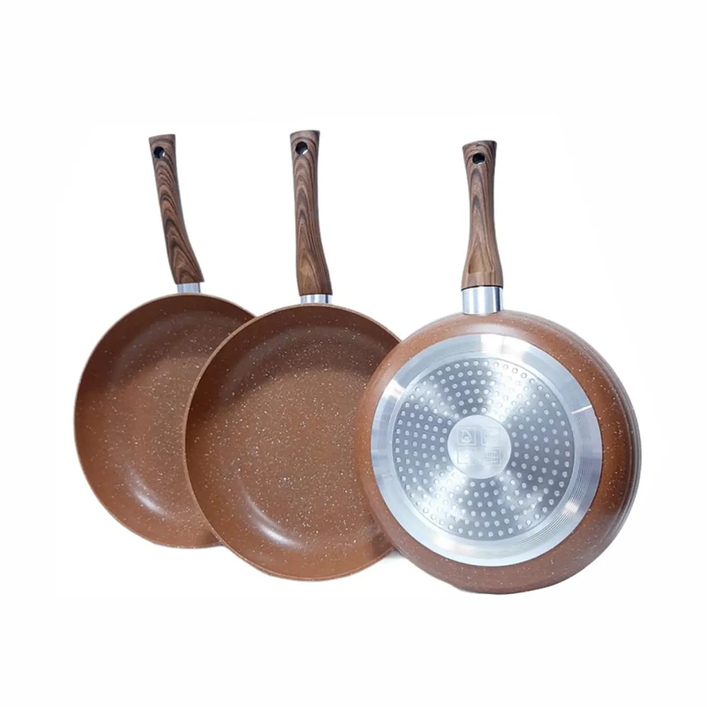 Sartenes En Mármol X3 Con Tapa De Vidrio Swisshome 3