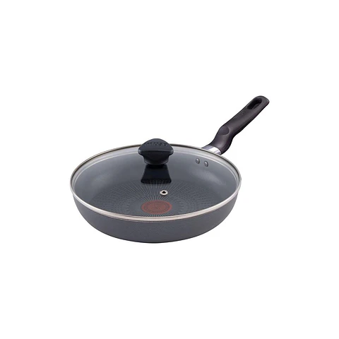 Sarten IMUSA Aluminio 24 cm Antiadherente Tapa de Vidrio 2 Piezas Gris