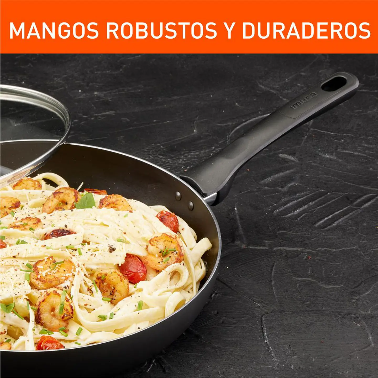 Sarten 30 cm Tapa de Vidrio IMUSA Aluminio Antiadherente Hard Titanium 2 30 cm Negro 8