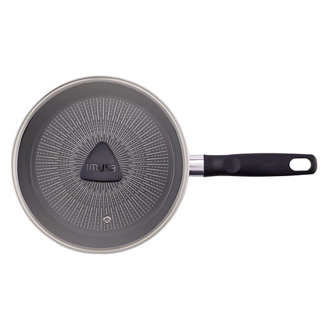 Sarten IMUSA Aluminio 20 cm Antiadherente Tapa de Vidrio 2 Piezas Gris