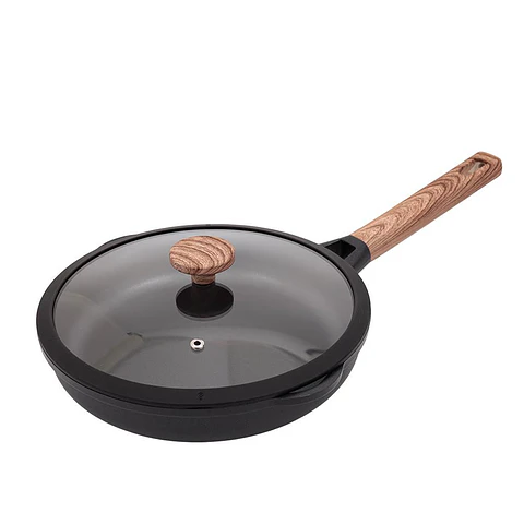 Sarten 24 cm UNIVERSAL Aluminio Tapa de Vidrio Rustik Black 1 Pieza Negro