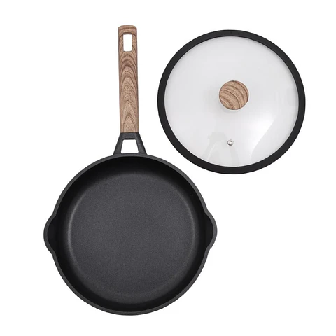 Sarten 24 cm UNIVERSAL Aluminio Tapa de Vidrio Rustik Black 1 Pieza Negro