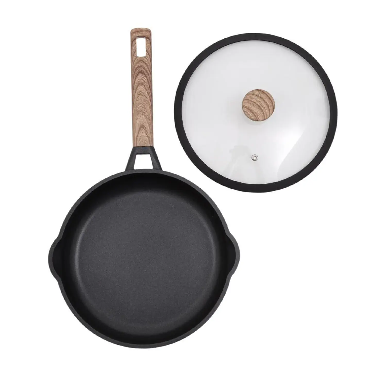 Sarten 24 cm UNIVERSAL Aluminio Tapa de Vidrio Rustik Black 1 Pieza Negro 2