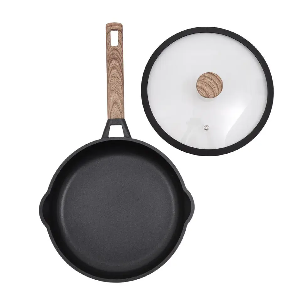 Sarten 24 cm UNIVERSAL Aluminio Tapa de Vidrio Rustik Black 1 Pieza Negro 2