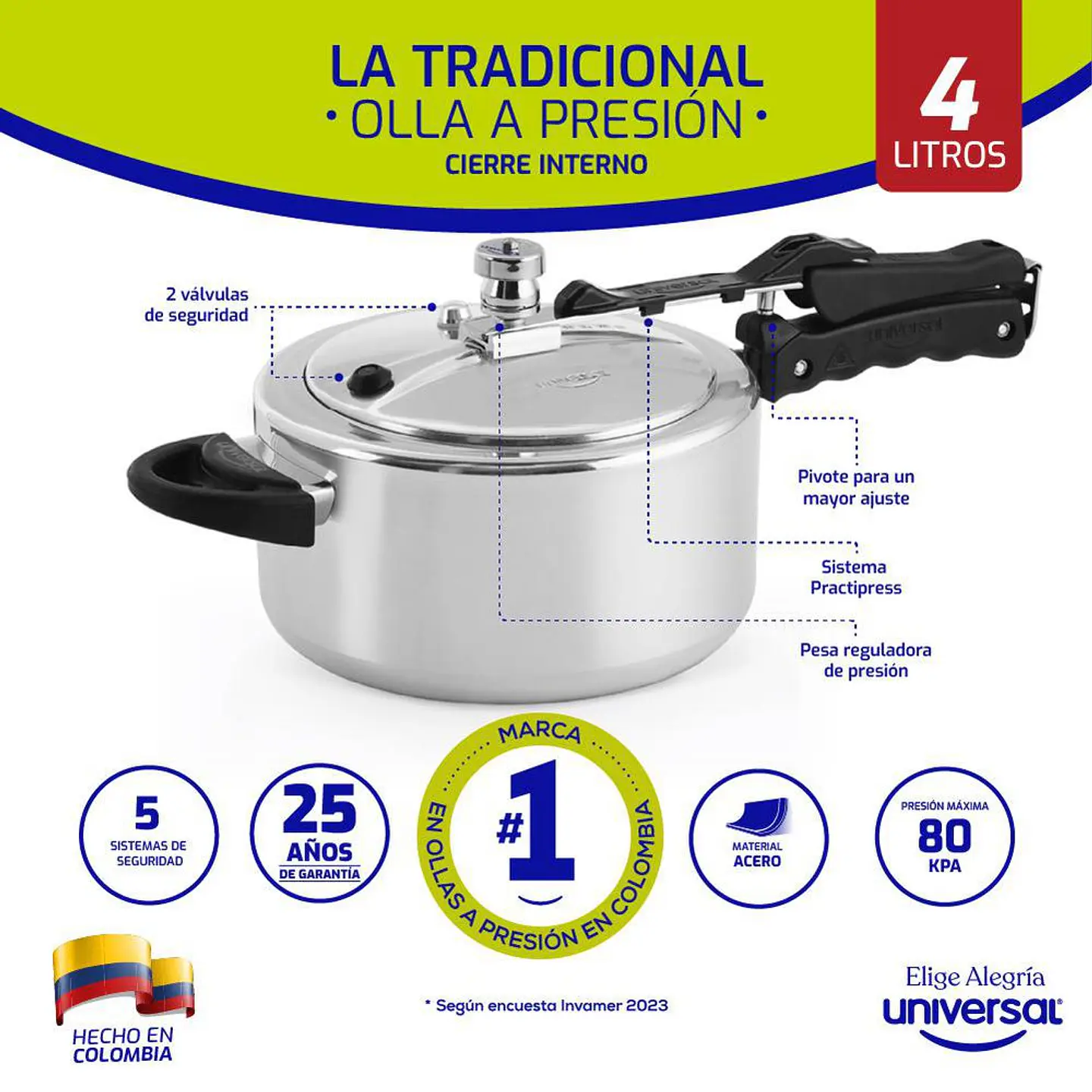 Olla Presion Pitadora 4L UNIVERSAL 23400 3