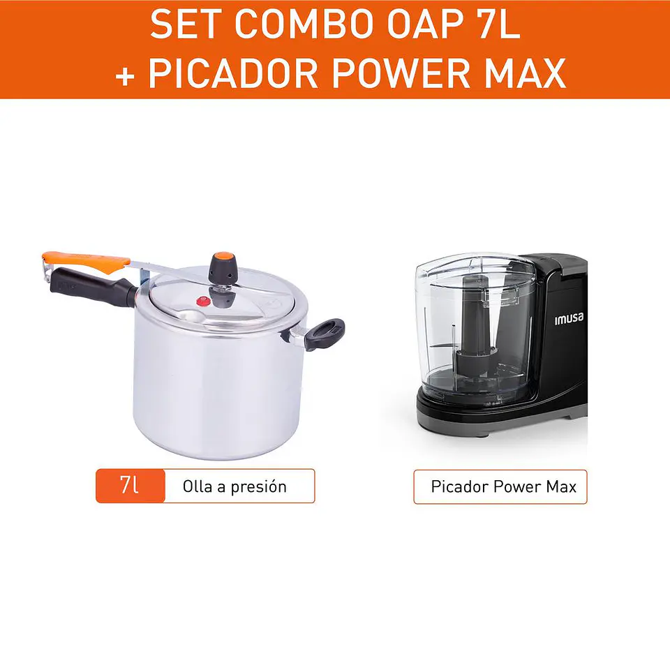 Olla a Presion IMUSA 7L SecuryPlus 7L + Picador PowerMax 7