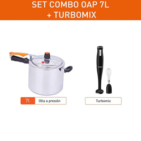 Combo Olla a Presión 7L IMUSA 7 Litros SecuryPlus 7L + Turbomix IMUSA