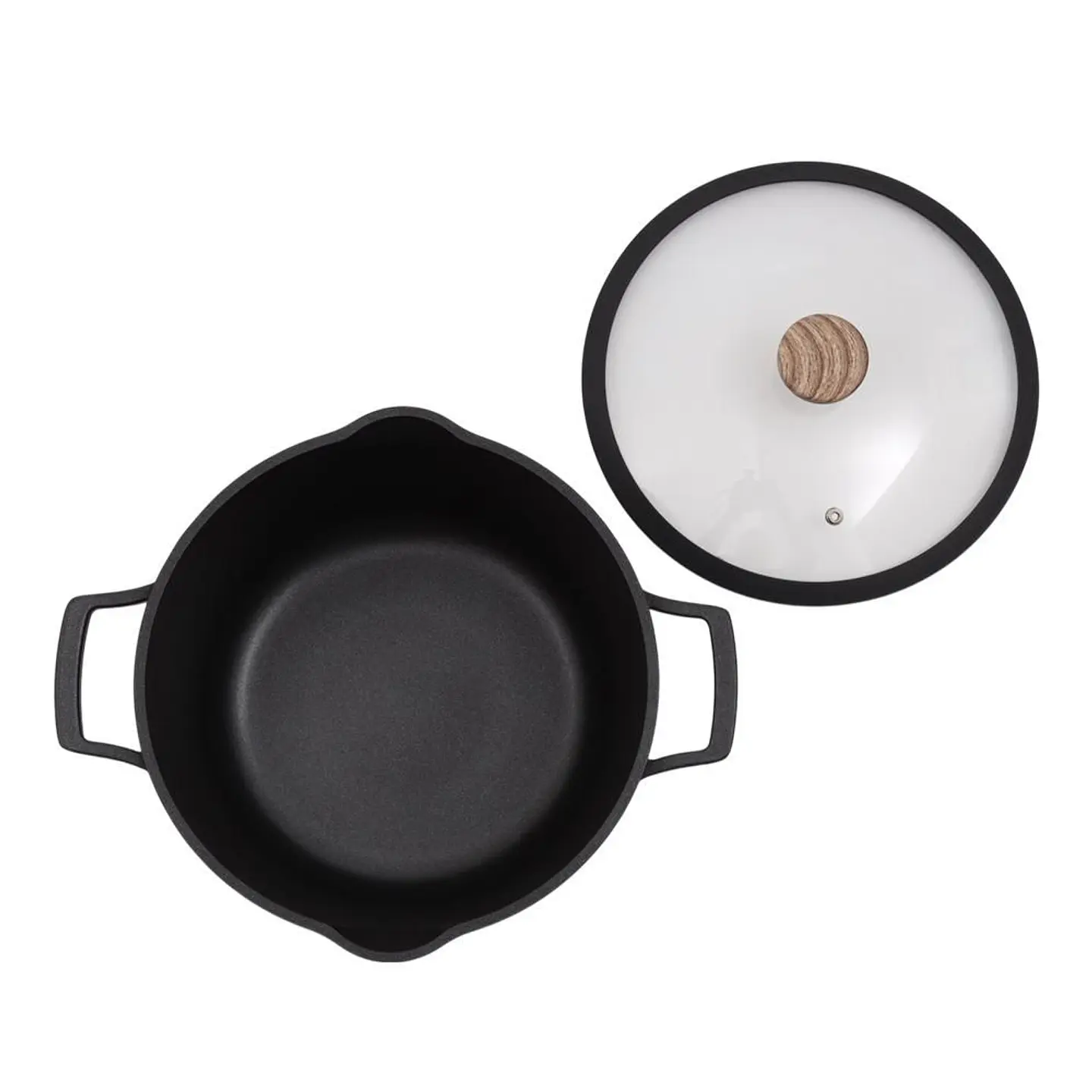 Olla 24 CM UNIVERSAL Aluminio Tapa de Vidrio Rustik Black 1 Pieza Negro 2