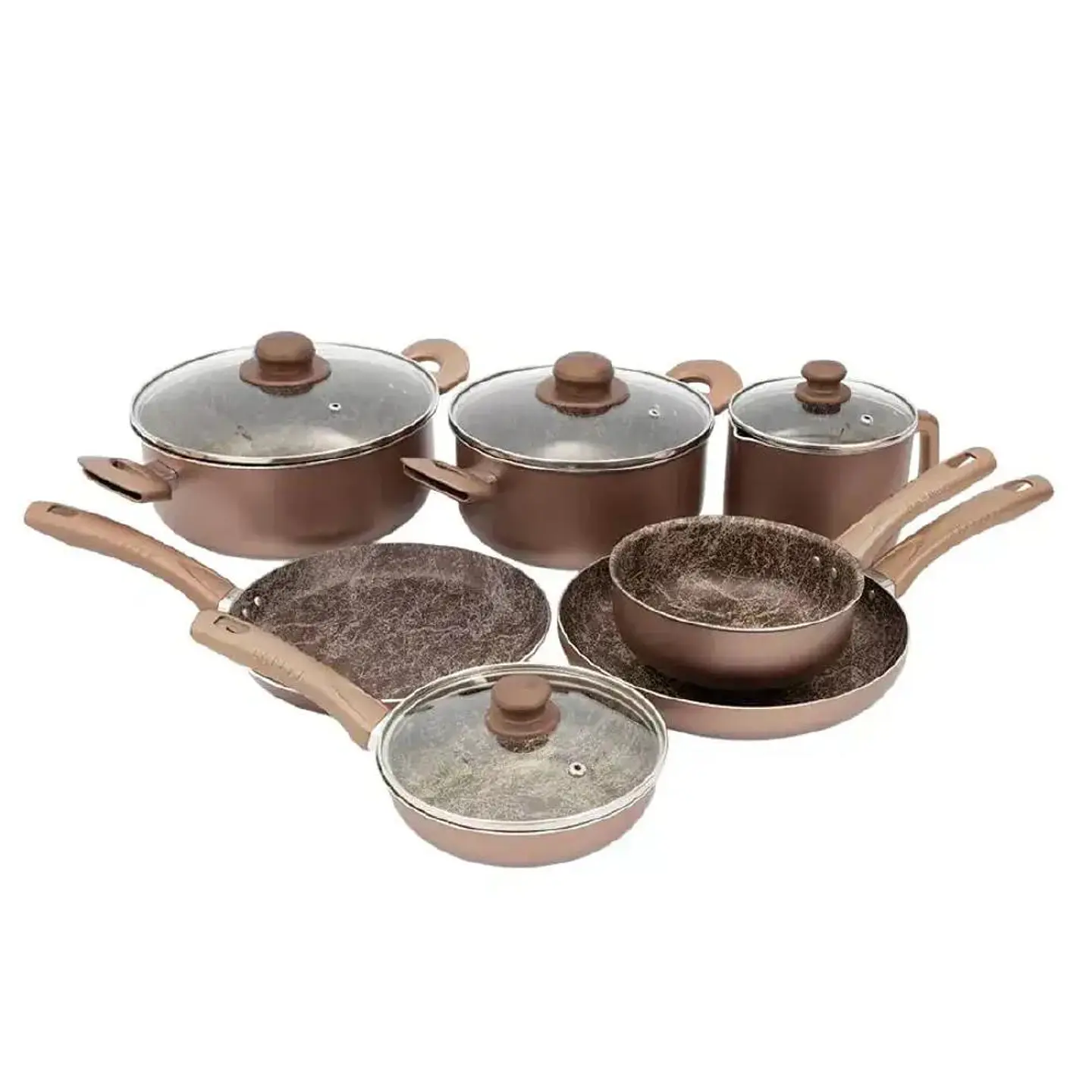 Juego De Ollas Universal 11 Piezas Ambar Teflon Tapa Vidrio 1