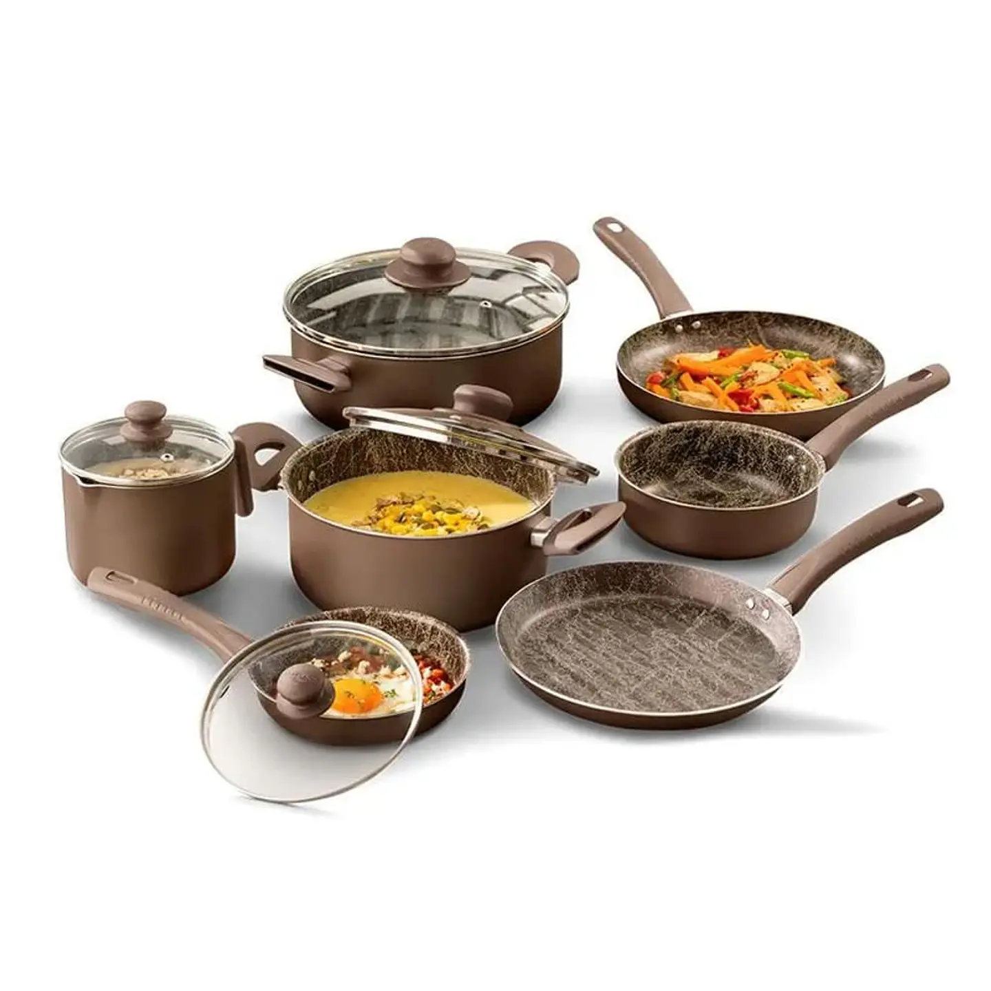 Juego De Ollas Universal 11 Piezas Ambar Teflon Tapa Vidrio 3