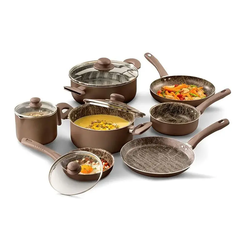 Juego De Ollas Universal 11 Piezas Ambar Teflon Tapa Vidrio 3