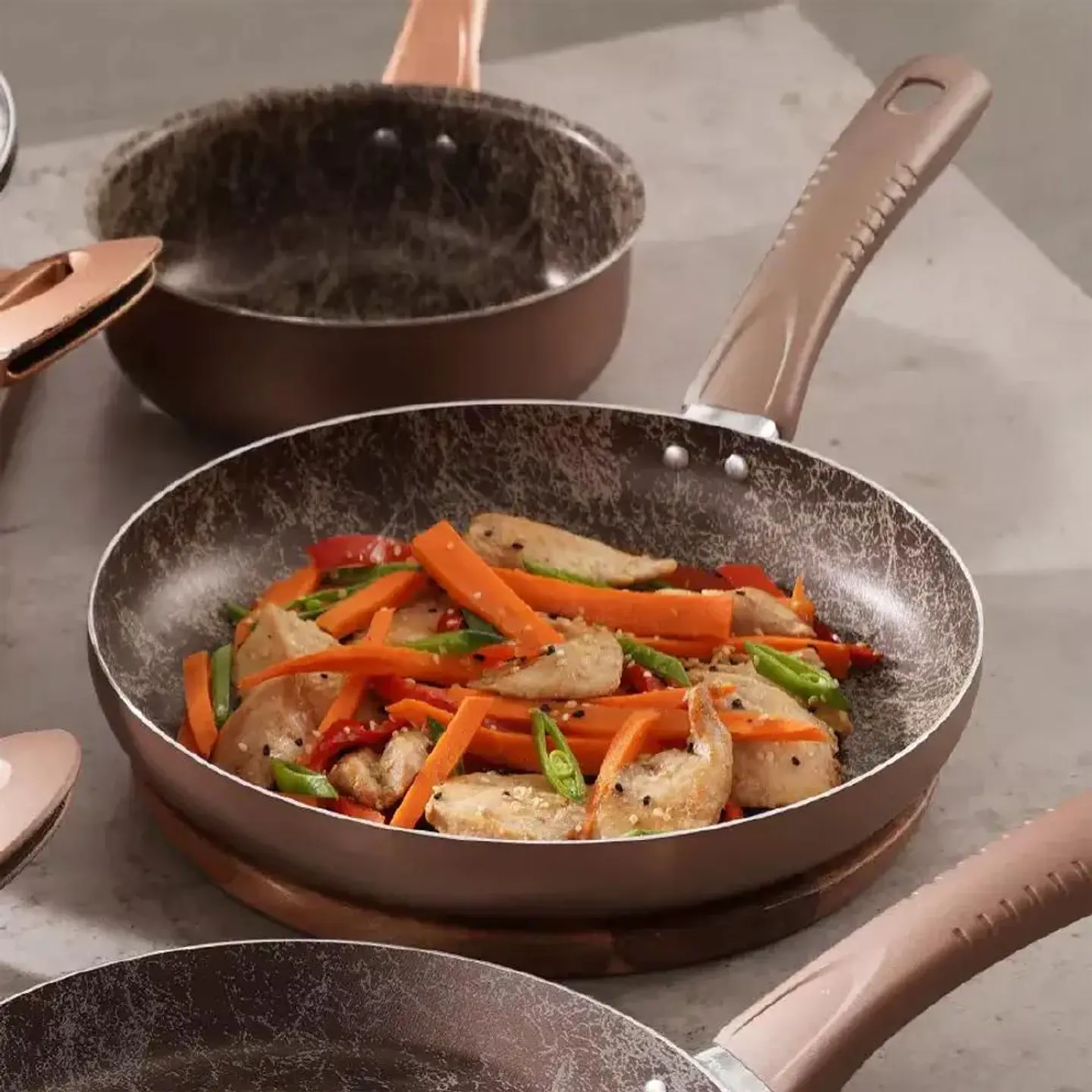 Juego De Ollas Universal 11 Piezas Ambar Teflon Tapa Vidrio 4