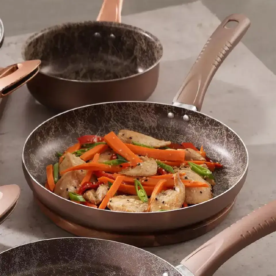 Juego De Ollas Universal 11 Piezas Ambar Teflon Tapa Vidrio 4