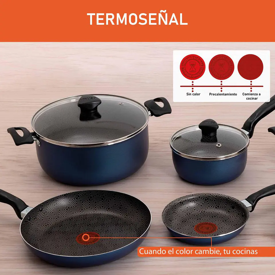 Juego de ollas / Batería de cocina IMUSA Aluminio Antiadherente 9 Piezas Blue 9 Blue 7