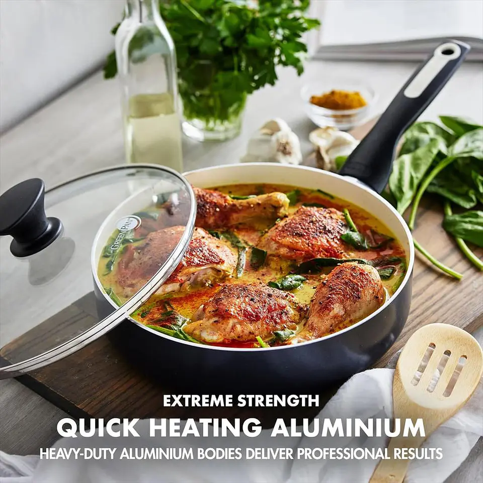 Ollas Y Baterias Greenpan Greenpan Juego 16 Piezas Cerámica Thermolon Sin Pfas, Infusión Diamantes, Asas Baquelita 5