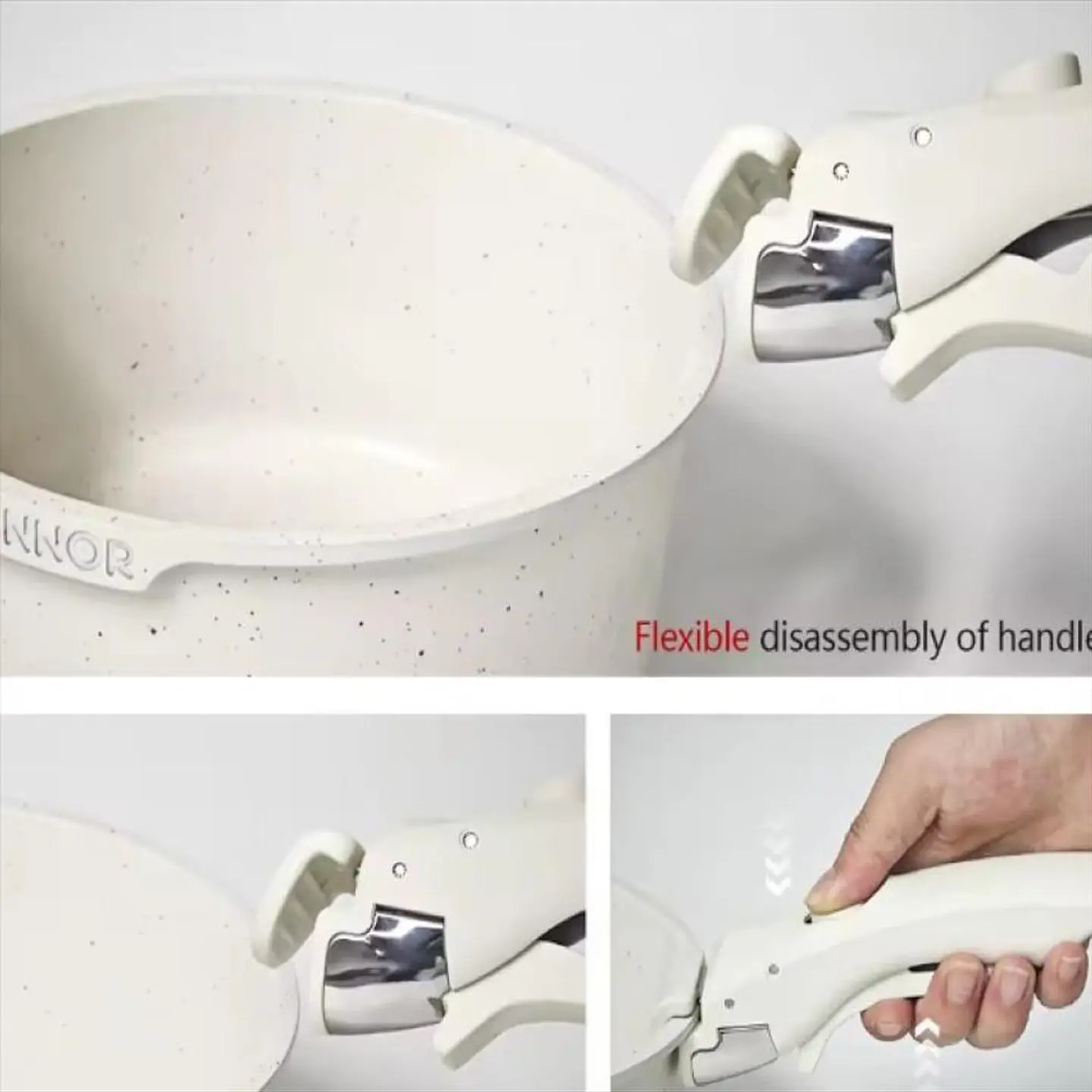 Juego De Ollas Y Sarten En Granito X 17 Piezas Antiadherente Beige 4