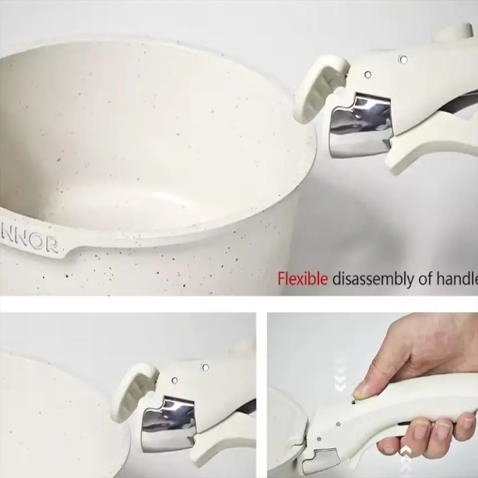 Juego De Ollas Y Sarten En Granito X 17 Piezas Antiadherente Beige 4