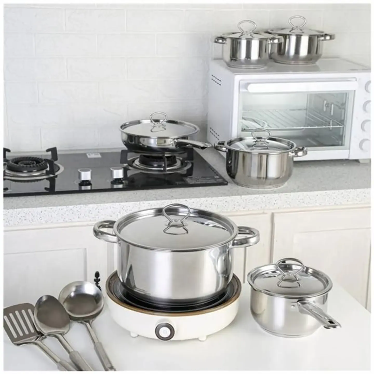 Juego de Ollas En Acero Inoxidable Renahouse Germany de 15 Piezas 6