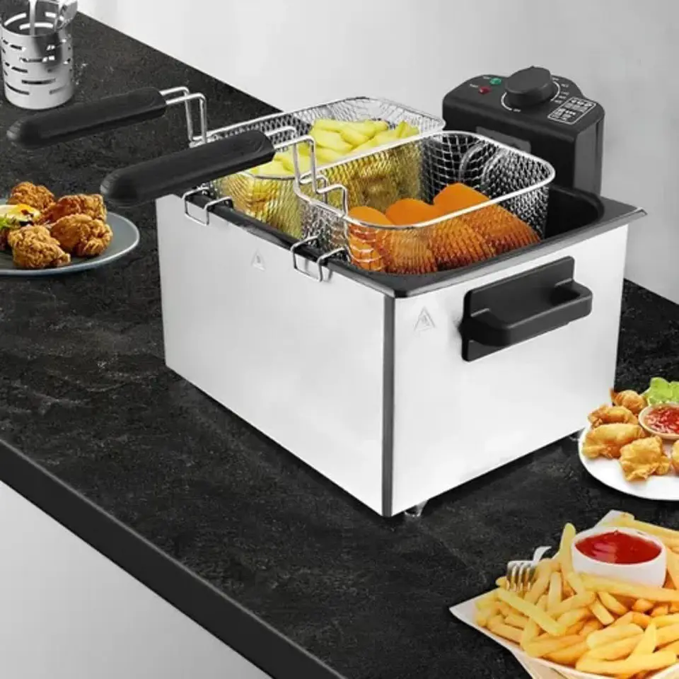 Freidora Electrica Aceite 1200W Domestica 5Litros Acero Inoxidable 5