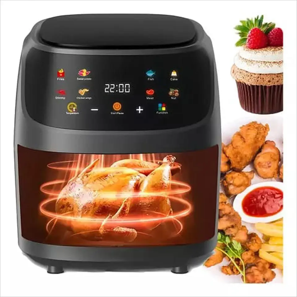 Freidora De Aire 10 Litro Grande Digital Air Fryer+Obsequio 4