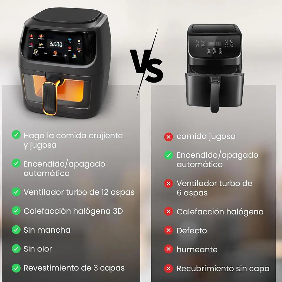 Freidora De Aire 10 Lts Xhome 2400W Pantalla Táctil Digital Blanca 3