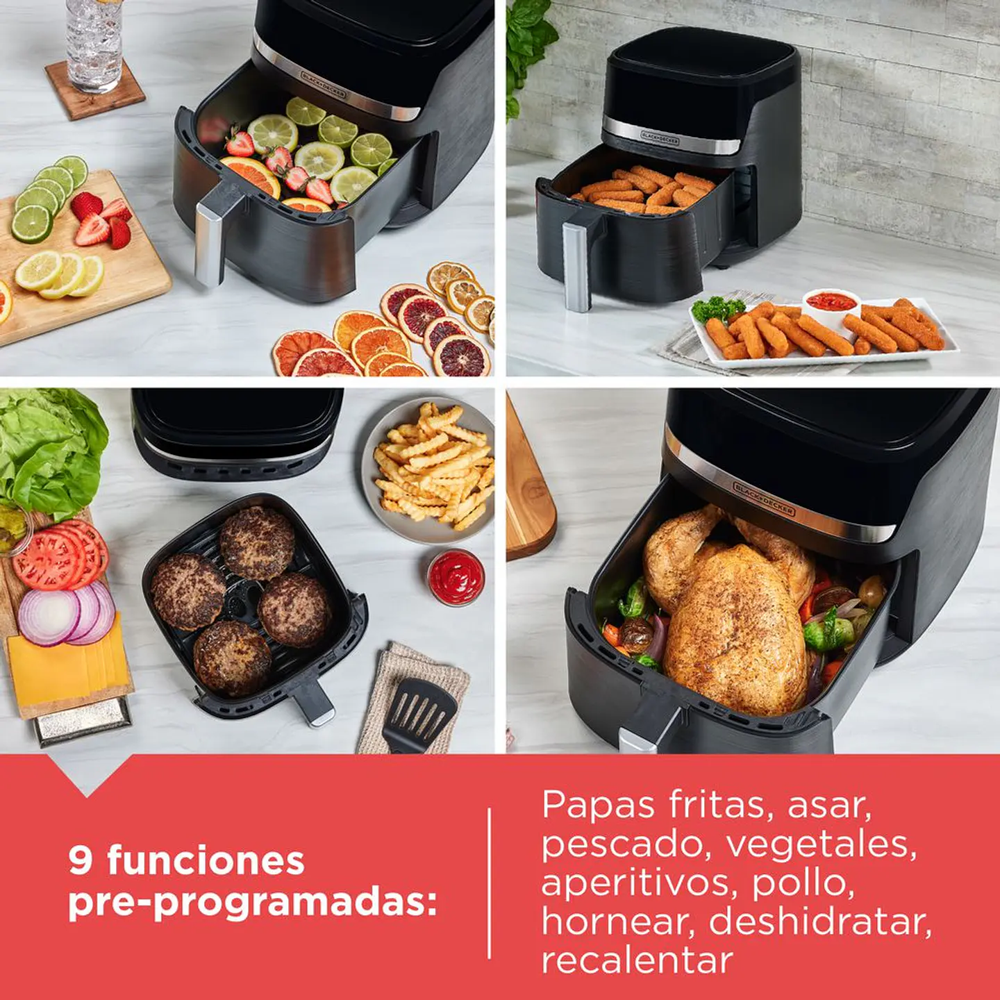 Freidora De Aire Purifry BLACK & DECKER 4.2 lts Digital NEGRO AFBD421BDLA 6