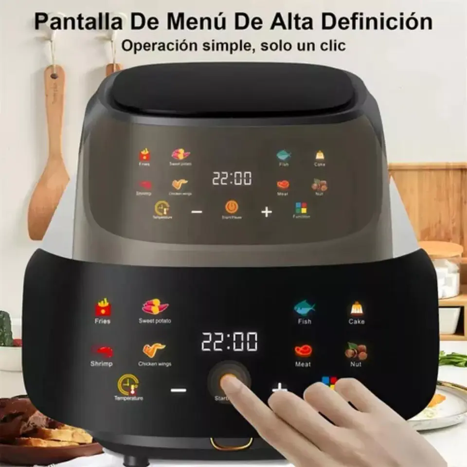 Freidora De Aire 10 Litro Grande Digital Air Fryer+ Rociador De Aceite+ Molde Silicona+Accesorios 2