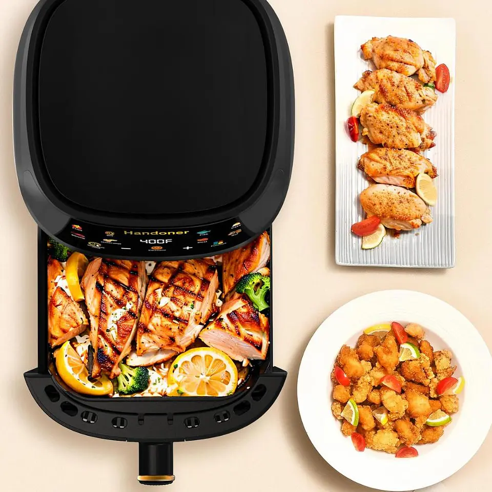 Freidora De Aire 10 Litro Grande Digital Air Fryer+ Rociador De Aceite+ Molde Silicona+Accesorios 3
