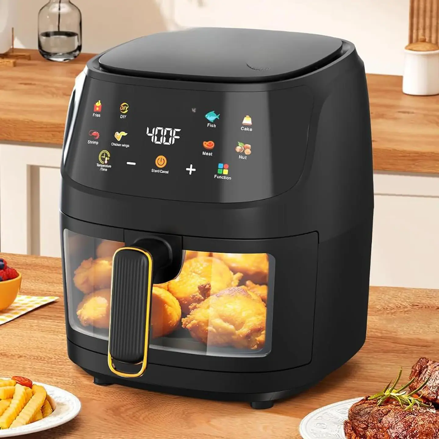 Freidora De Aire 10 Litro Grande Digital Air Fryer+ Rociador De Aceite+ Molde Silicona+Accesorios 4