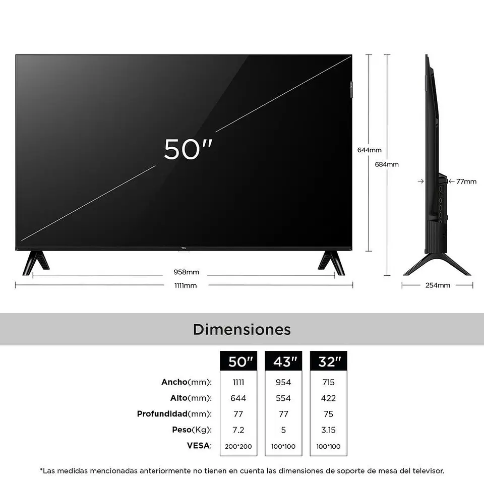 Televisor TCL 50 pulgadas QLED Fhd Smart TV 50S5K 3