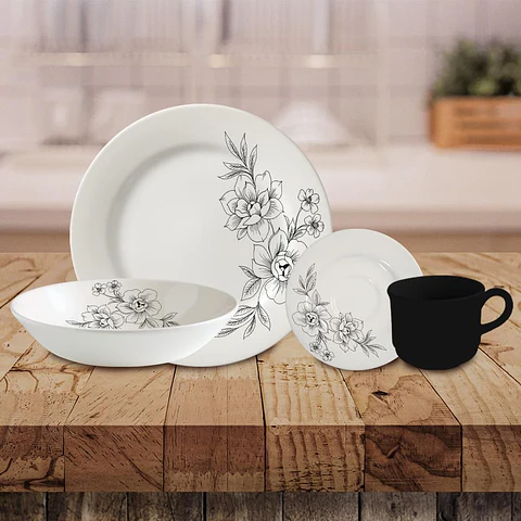 Vajilla Rosa Negra x16pz FINLANDEK BASIC ESENCIAL VL179F040116