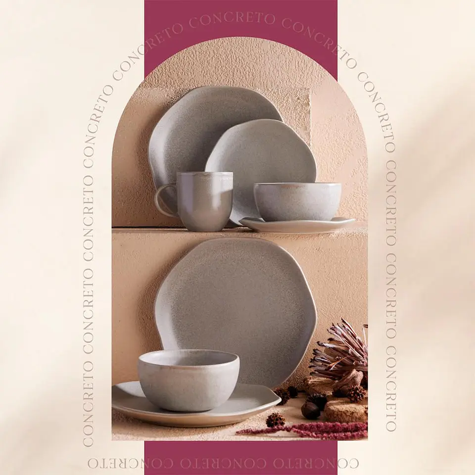Vajilla Concreto 4 puestos 16 piezas CORONA VL1810040116 5
