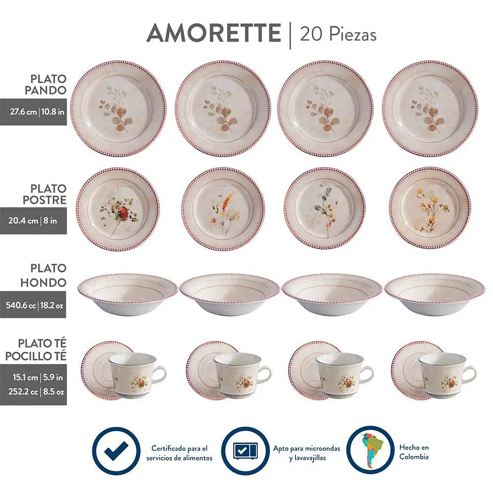 Vajilla 420 Amorette CORONA VL170H040120 5